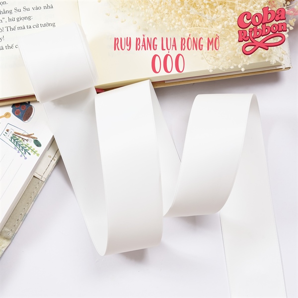 Rộng 6mm - Màu 000 - Ruy băng lụa bóng mờ, chất mỏng mướt