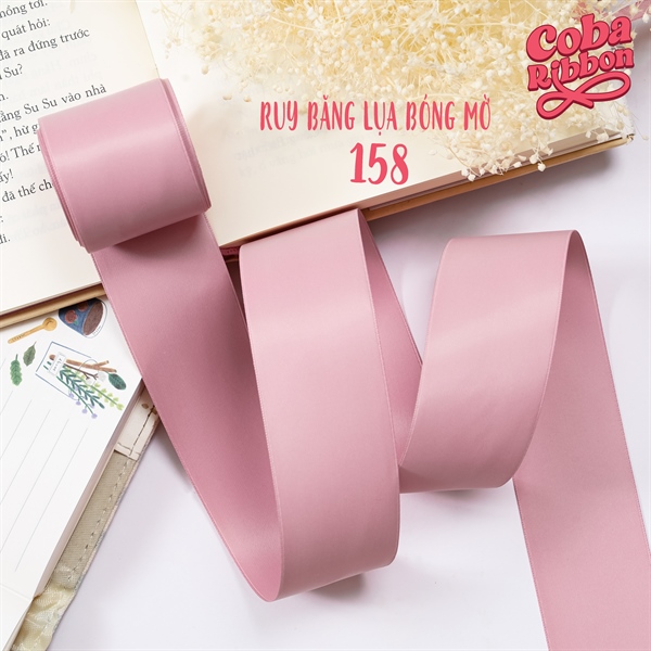 Rộng 9mm - Màu 158 - Ruy băng lụa bóng mờ, chất mỏng mướt