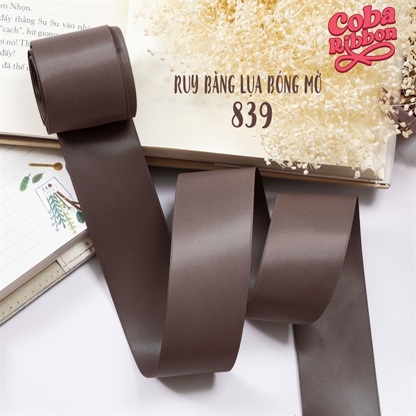 Rộng 25mm - Màu 839 - Ruy băng lụa bóng mờ, chất mỏng mướt