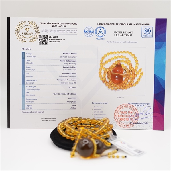 Chuỗi hổ phách kèm mặt hồ lô 786457 KG+