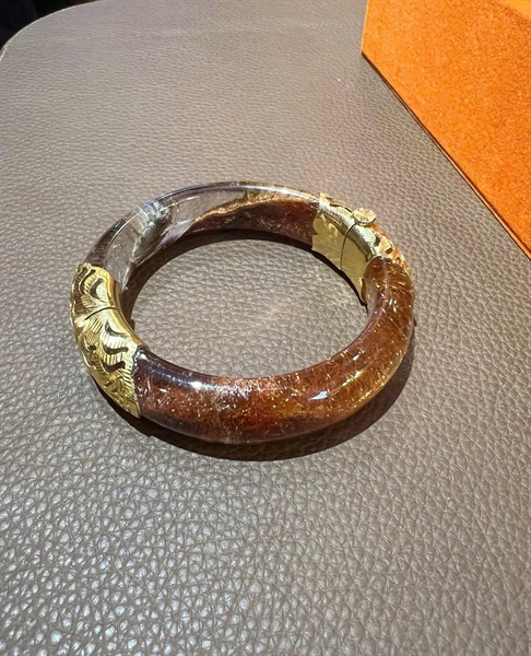 Vòng bản thạch anh bọc vàng +