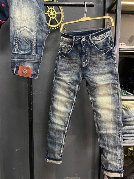 Jean Dài -THREE CLTN RD5 Xanh đậm was Retro phủ bụi