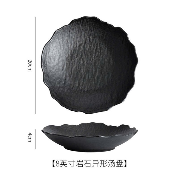 Đĩa sứ 2S 20cm hoa đen