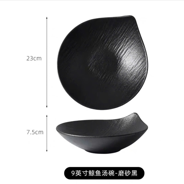 Đĩa sứ 2S 23cm giọt nước đen