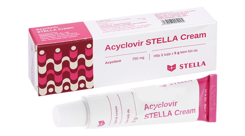 Kem bôi da Acyclovir Stella Cream điều trị nhiễm virus Herpes simplex Tub 5g