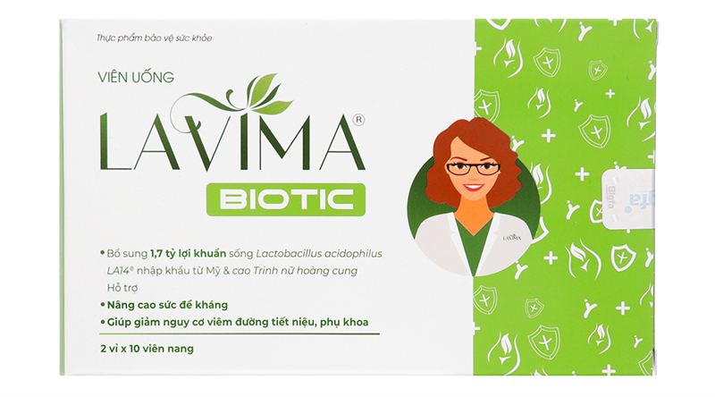 Viên nang Lavima Biotic - Bigfa Hỗ trợ người có nguy cơ viêm tiết niệu, viêm phụ khoa (Hộp 2 vỉ x 10 viên)