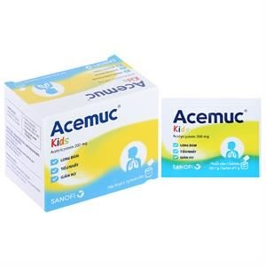 Thuốc cốm Acemuc Kids 200mg Sanofi long đờm, tiêu nhầy, giảm ho Hộp 30 gói x 1g