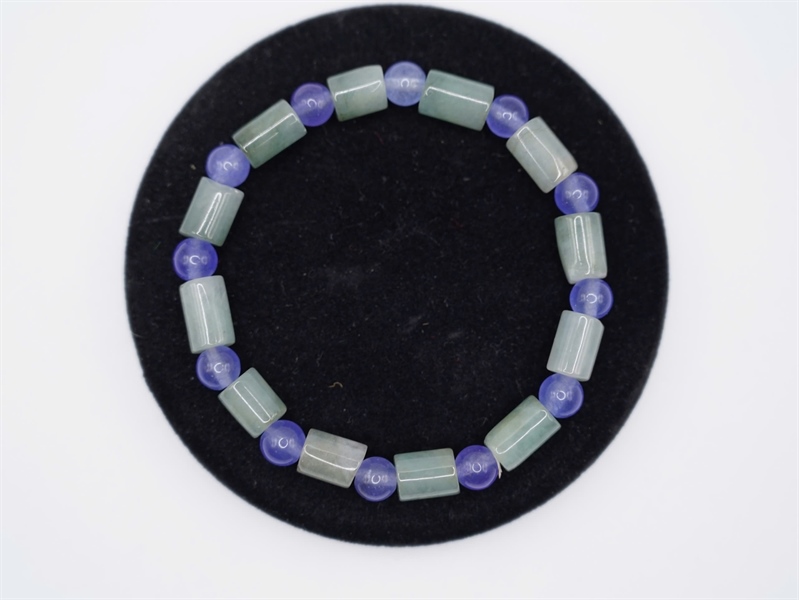 Vòng cẩm Myanmar đốt trúc xanh mix hạt tím KG+