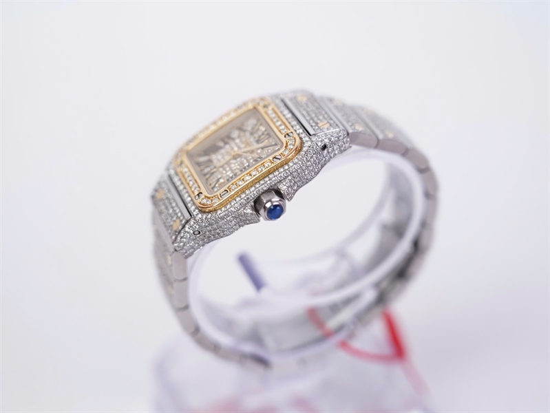 Đồng hồ Cartier bạc kèm mắt đh (663345CD) sz28 (PN) KG+