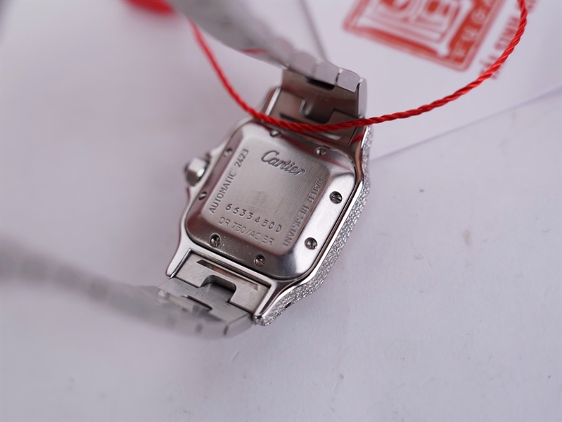 Đồng hồ Cartier bạc kèm mắt đh (663345CD) sz28 (PN) KG+