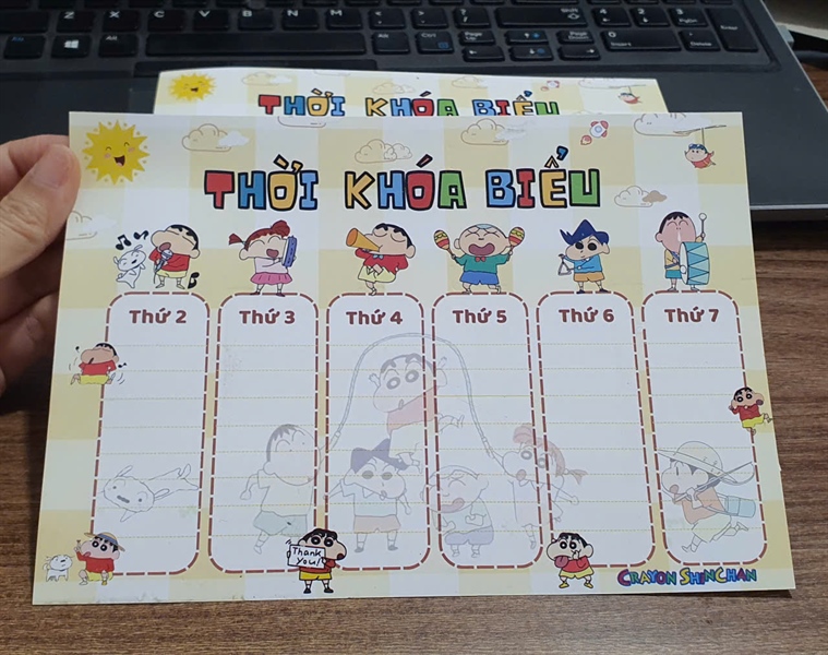 Set 10 túi thời khóa biểu Shin Bút Chì, túi có 3 tờ TKB