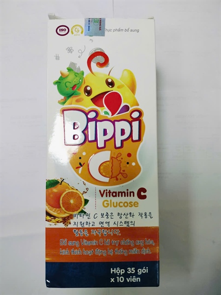 Viên ngậm Bippi C AE France Bổ sung vitamin C Glucose (Hộp 35 gói x 10 viên)