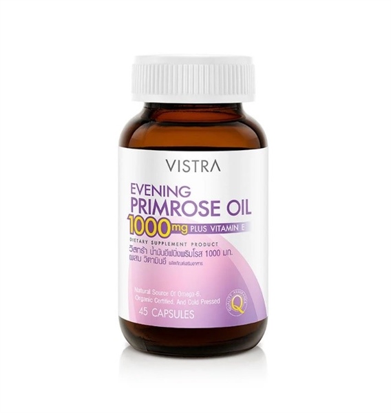 Viên uống Vistra Evening Primrose Oil 1000mg hỗ trợ làn da khỏe mạnh, dưỡng ẩm da (Lọ 45 viên) - Thái Lan/MeKong