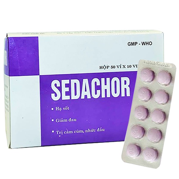Thuốc Sedachor - Haipharco hạ sốt, giảm đau, trị cảm cúm, nhức đầu (50 vỉ x 10 viên)