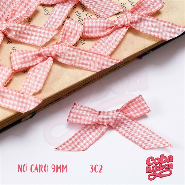 Nơ ruy băng hoạ tiết caro bề rộng cỡ 9mm (0.9cm), KHÔNG KÈM GHIM CÀI, chất thô cao cấp dày dặn, nhiều màu