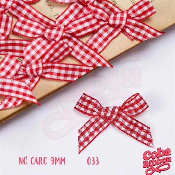 Nơ ruy băng hoạ tiết caro bề rộng cỡ 9mm (0.9cm), KHÔNG KÈM GHIM CÀI, chất thô cao cấp dày dặn, nhiều màu
