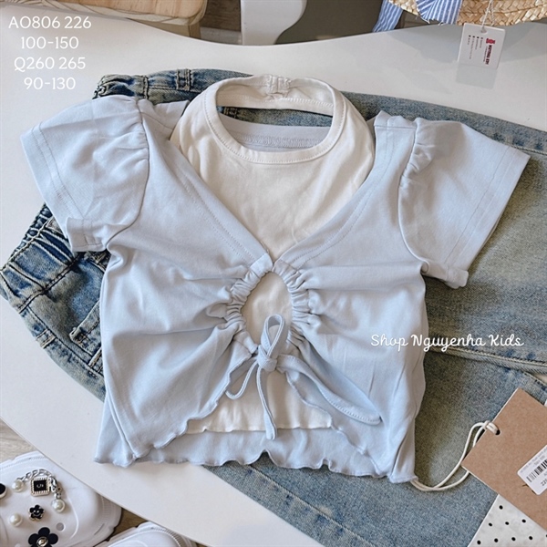 AO806 Áo thun xanh phối cổ