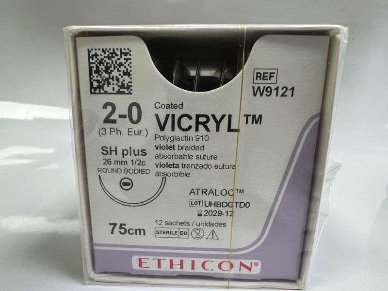 Chỉ Vicryl 75cm Số 2/0- Johnson- Chỉ khâu phẫu thuật tự tiêu- H*12sợi (W9121)