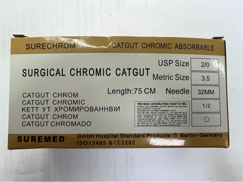 Chỉ catgut liền kim 2/0 (3.5 Metric - 75cm)- TQ (Doãn Gia)- Chỉ khâu phẫu thuật- H*12tep