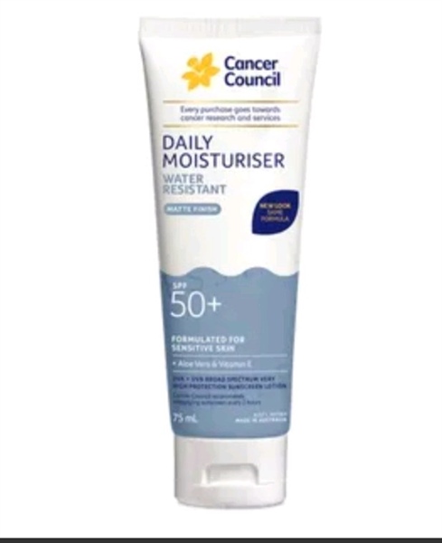 Cancer Council Daily Moisturiser Water Resistant SPF50+ ( 75ml ) Australia Kem chống nắng kháng nước, dưỡng ẩm hằng ngày