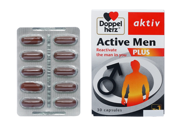 Viên nang Active Men Plus Doppel herz cải thiện sinh lý nam giới Hộp 3 vỉ x 10 viên