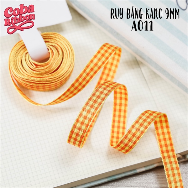 Rộng 9mm - Màu A011 - Ruy băng Caro cao cấp
