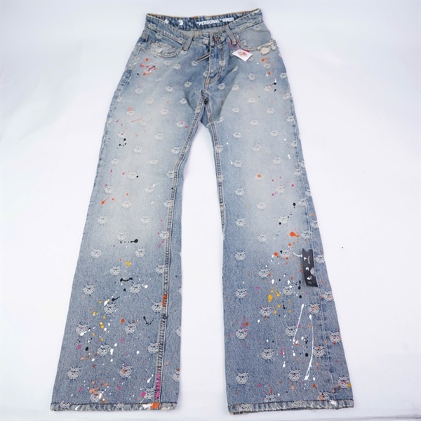 Quần Jean Off White xanh họa tiết (BQ) KG+