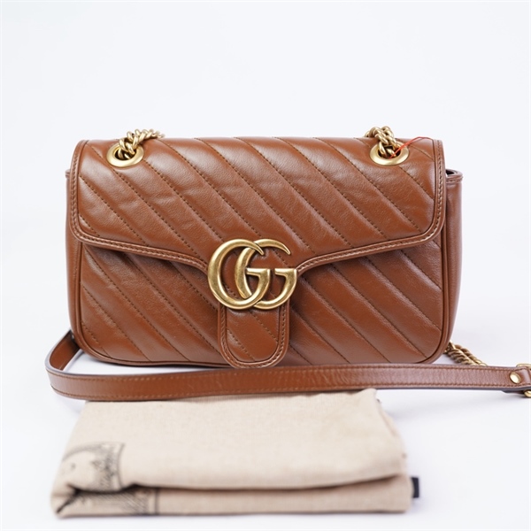 Túi GG Marmont nâu (443497-525040) sz25 (HT)+