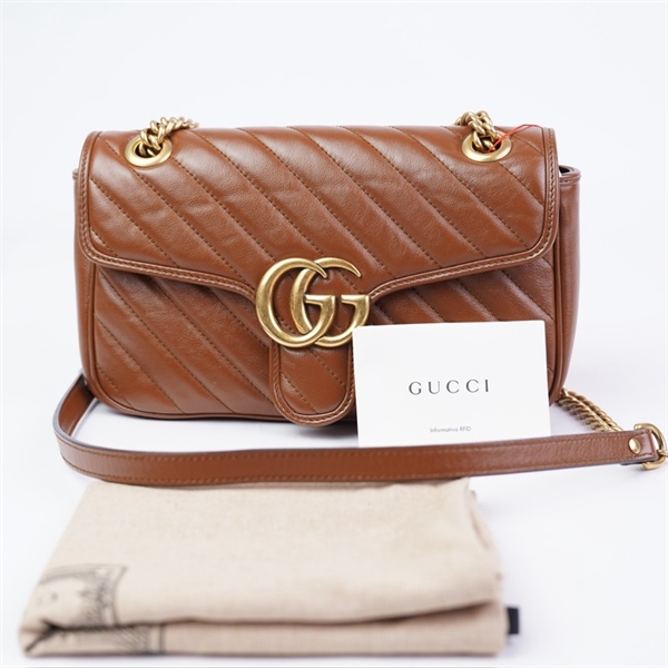 Túi GG Marmont nâu (443497-525040) sz25 (HT)+