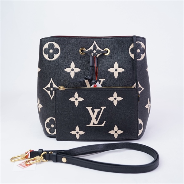 Túi LV Neo Noé đen hoa trắng kèm ví sz25 (HT)+