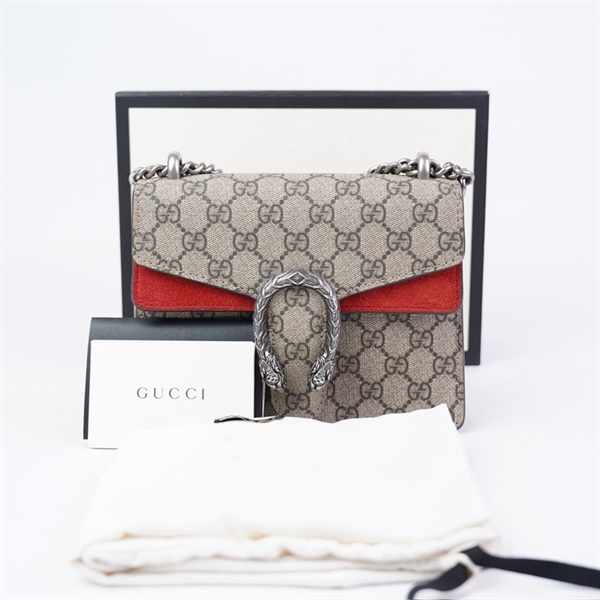Túi GG Dionysus xám viền đỏ (421970-493075) sz20 KG+
