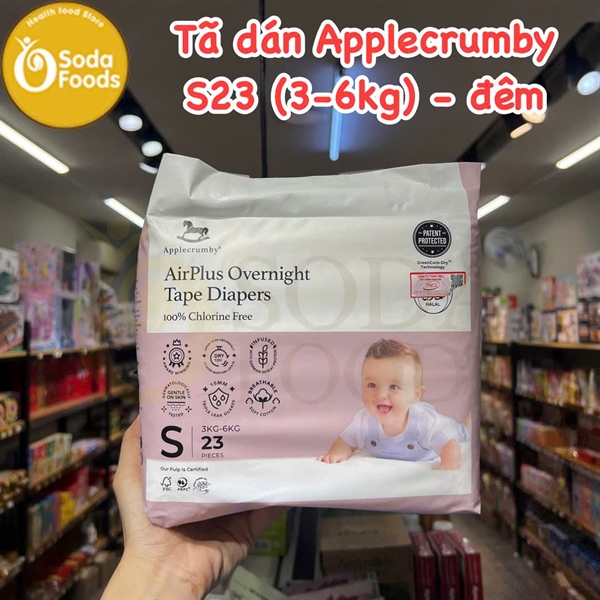 Tã dán Applecrumby Mini S23 (3-6kg) - đêm