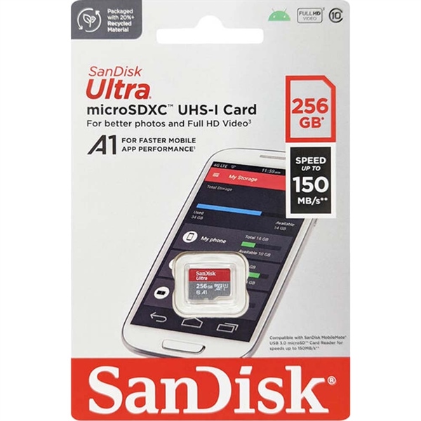 THẺ NHỚ MICRO SD SANDISK ULTRA A1 150MB/S 256GB - CHUYÊN DỮ LIỆU LƯU CAMERA