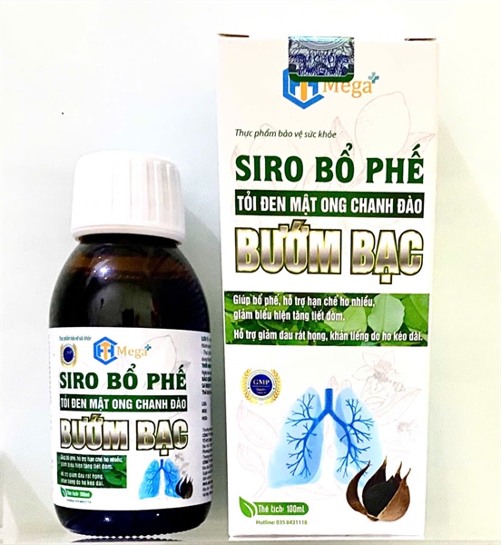 Siro Bổ phế tỏi đen mật ong chanh đào bướm bạc 100ml - HTC Mega