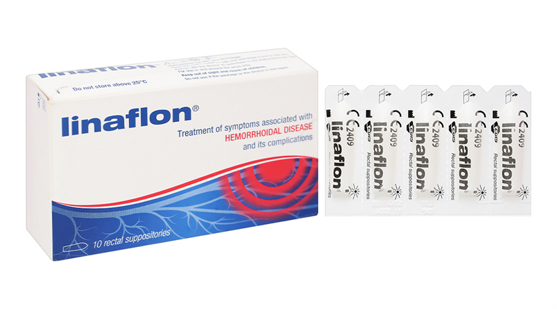 Thuốc đặt Linaflon sup 2,5g Hungary/Servier Điều trị bệnh trĩ ( Hộp 2 vỉ * 5 viên )