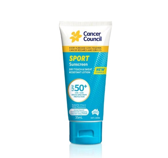 Cancer Council Sport Sunscreen Dry Touch & Sweat Resistant Lotion SPF50+ Austral Kem chống nắng dành cho hoạt động thể thao ( lọ 110ml)