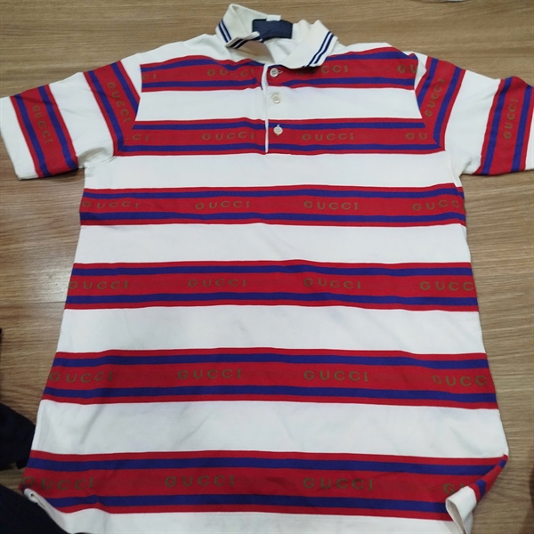 Áo thun GG sọc đỏ pha nude (BQ) KG+