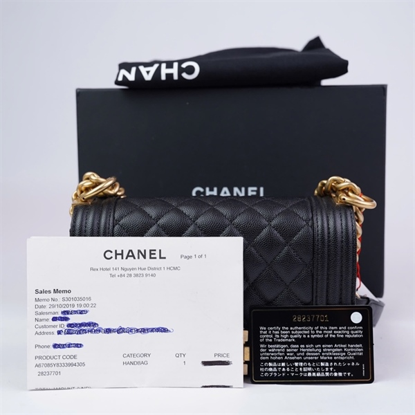 Túi Chanel Boy đen (28237701) sz20 KG+