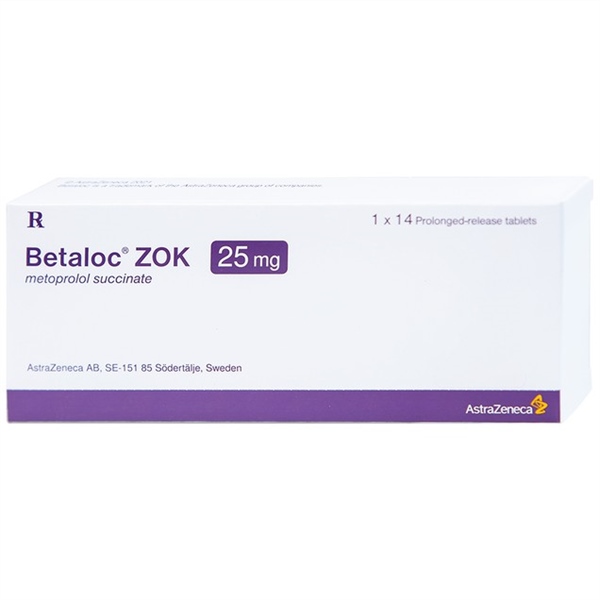 Thuốc Betaloc Zok 25mg AstraZeneca điều trị tăng huyết áp (hộp 1 vỉ x 14 viên)