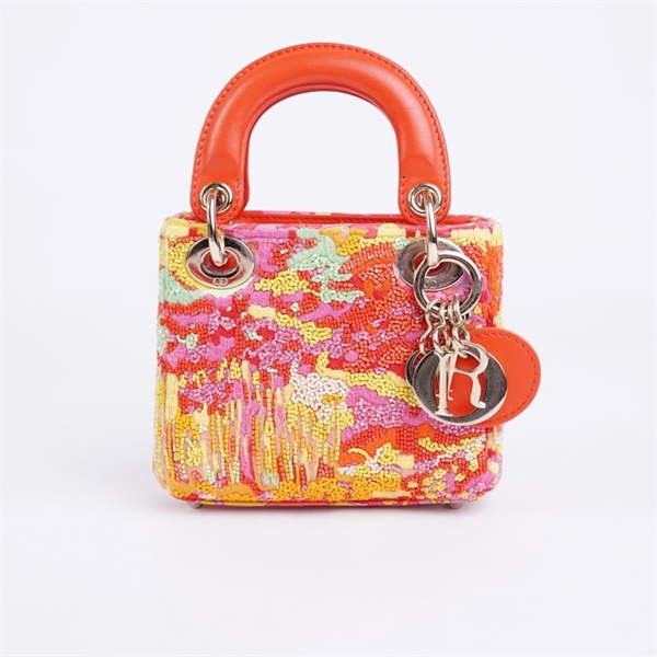 Túi Dior Lady cam đính cườm (01-RU-0232) sz12 (BQ) KG+