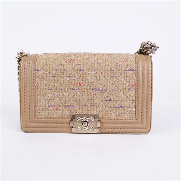 Túi Chanel Boy vải nâu (20669266) sz25 (BQ) KG+