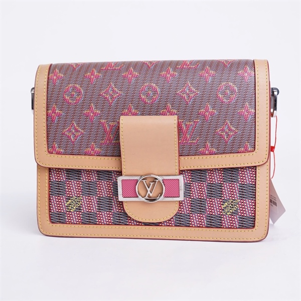 Túi LV Dauphine xám hoa đỏ 2 strap (FO3109) sz24 (BQ) KG+