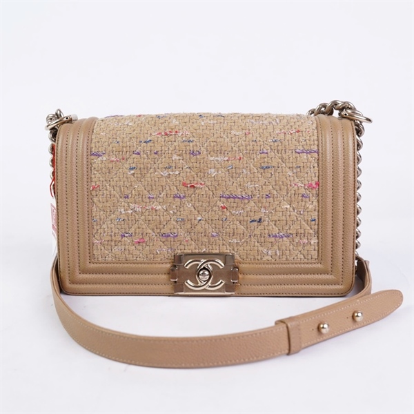 Túi Chanel Boy vải nâu (20669266) sz25 (BQ) KG+