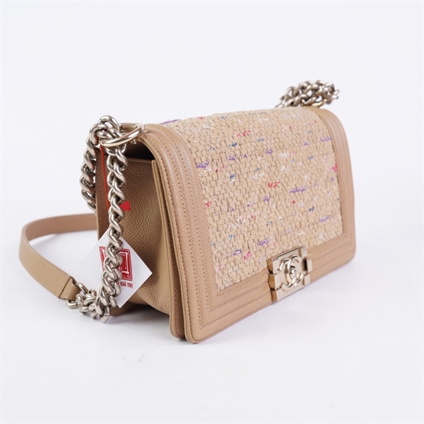 Túi Chanel Boy vải nâu (20669266) sz25 (BQ) KG+