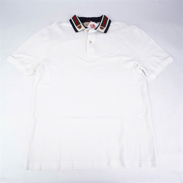 Áo thun GG trắng cổ sọc (BQ) KG+