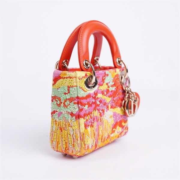 Túi Dior Lady cam đính cườm (01-RU-0232) sz12 (BQ) KG+