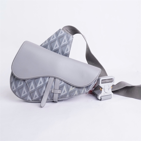 Túi Dior Saddle xám (16-BO-0272) sz17 (miệng túi sz27) (BQ) KG+