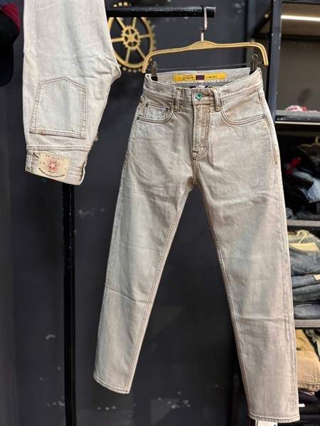 Jean Dài-QC VIP 5KM Selvedge-5211 Nâu kem Retro was đất đỏ