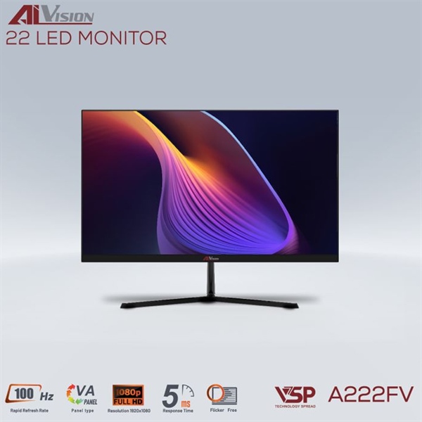 Màn hình văn phòng Aivision A222FV | 21.5 inch, FHD, VA, 100Hz, 5ms