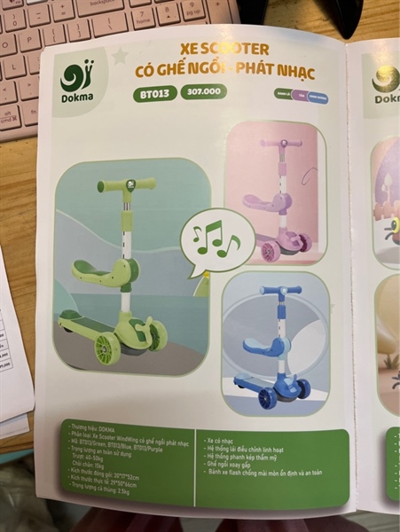 Xe Dokma chòi chân 3 bánh có nhạc BT013